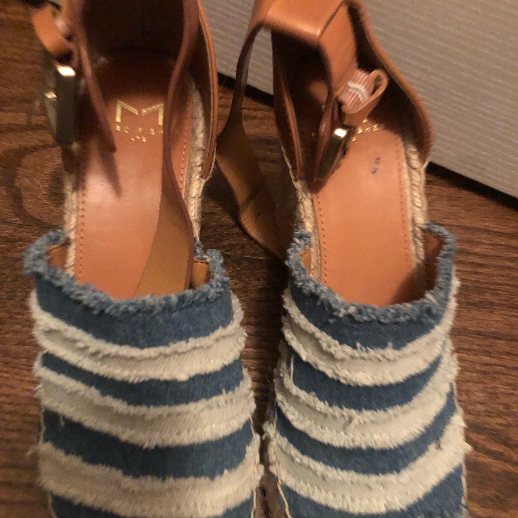 Marc Fisher Blue And Tan Espadrille Sandals Size 5.5
